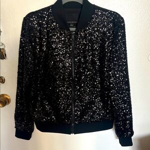 Banana Republic Black Sequin Bomber Jacket size S